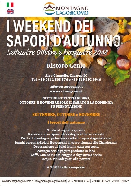 Week end sapori d'autunno 2018 - Ristoro Genio